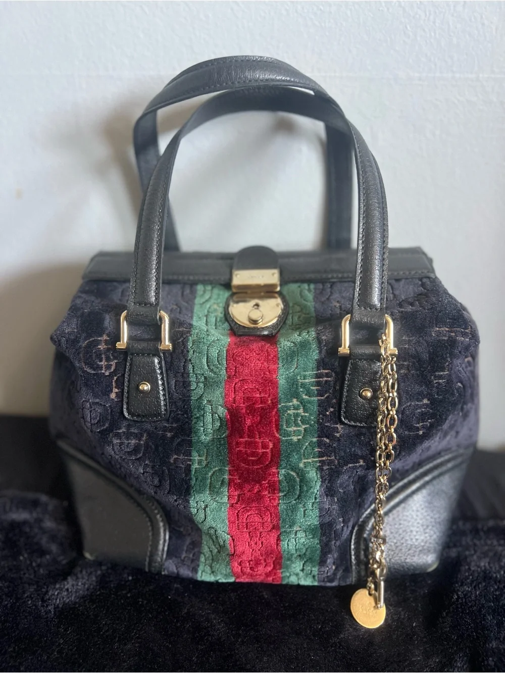 Gucci Guccissima Velvet Mini Boston Bag Gold